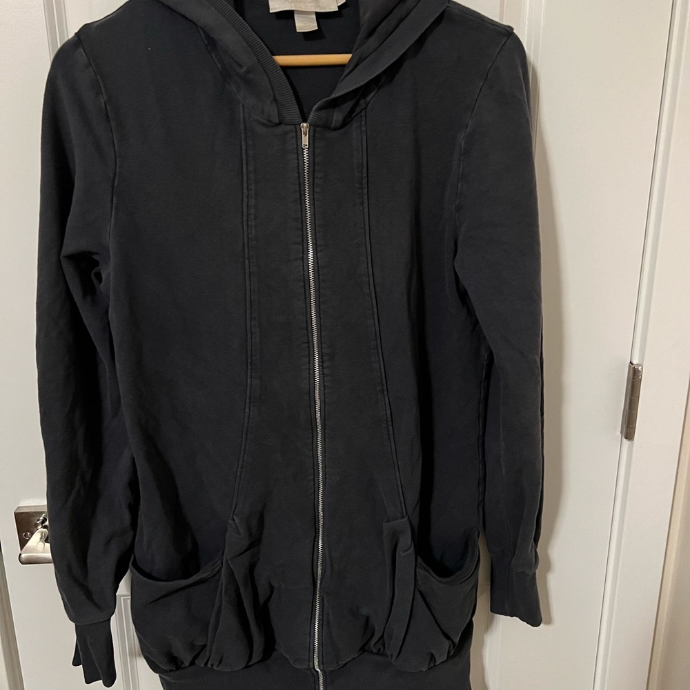 Kismet Casuals from Anthropologie, washed out blue color, hoodie with zipper
